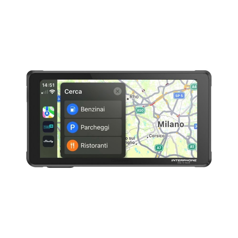 Interphone RIDESYNC Apple CarPlay und Android Auto Display für Motorräder