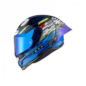 Integrierter Motorradhelm Nexx X.R3R Glitch Racer blau-fluo gelb