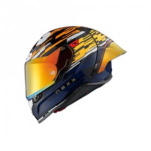 Integrierter Motorradhelm Nexx X.R3R Glitch Racer orange-blau