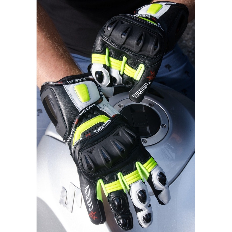 Motorradhandschuhe RSA Spacer schwarz-weiss-fluo gelb Ausverkauf