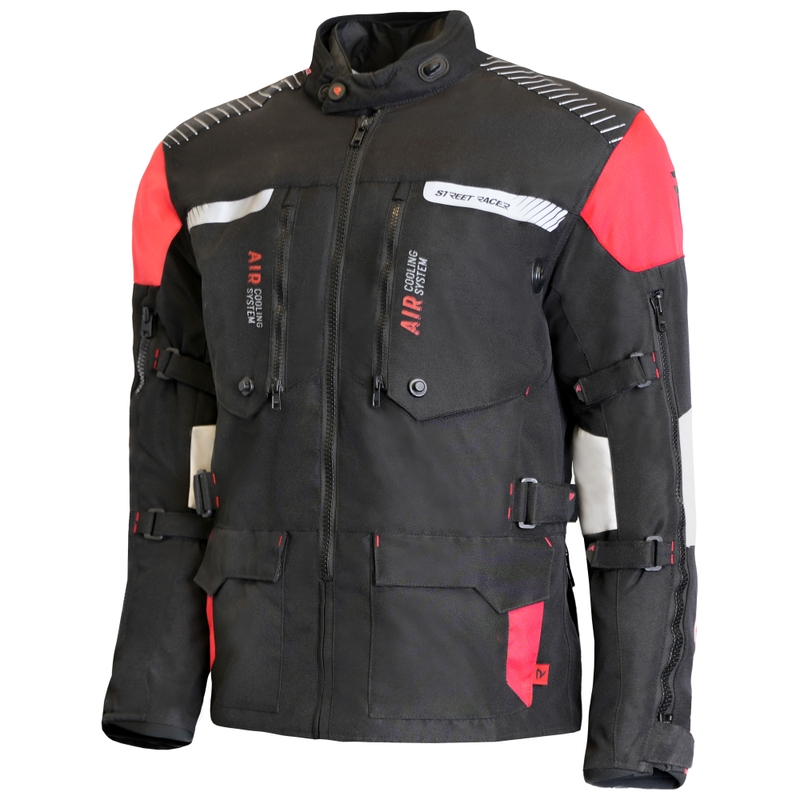 Street Racer All Season Motorradjacke schwarz-grau-rot