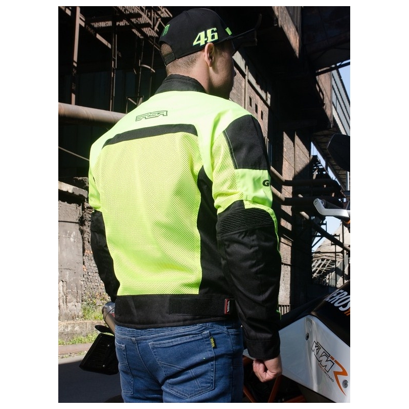 Motorradjacke RSA Guff schwarz-fluo gelb Ausverkauf