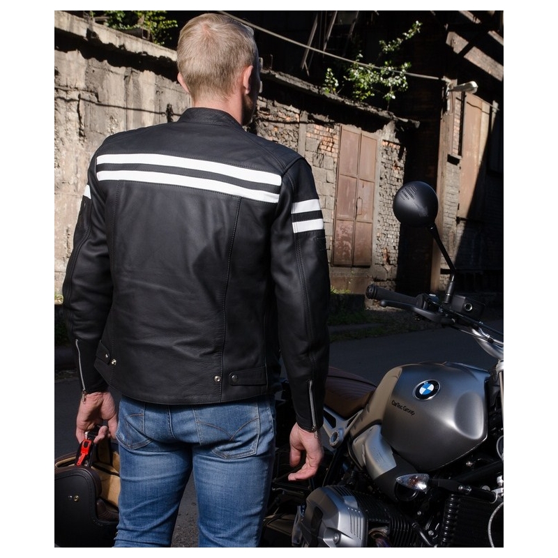 Street Racer Block schwarz-weiße Motorradjacke
