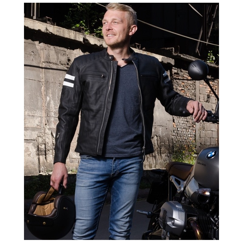 Street Racer Block schwarz-weiße Motorradjacke