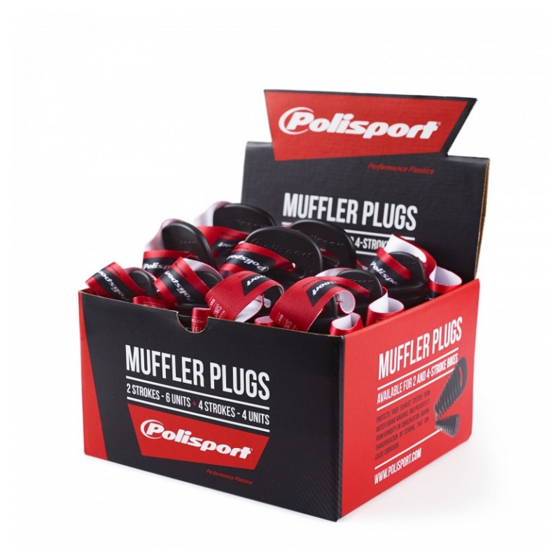 Muffler plugs POLISPORT 2 strokes (4 units) + 4 strokes (6 units) schwarz