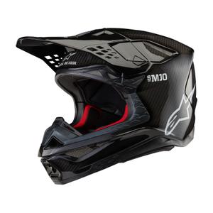 Motocross-Helm Alpinestars Supertech S-M10 Solides glänzendes Carbon