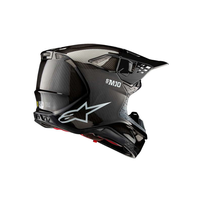 Motocross-Helm Alpinestars Supertech S-M10 Solides glänzendes Carbon