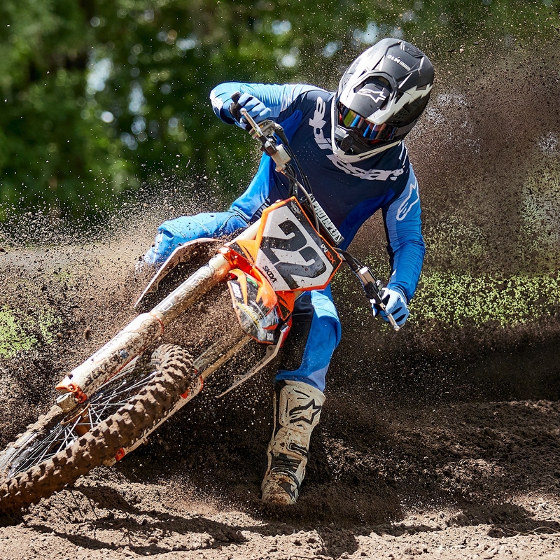 Motocross-Helm Alpinestars Supertech S-M10 Ampress mattschwarz-weiß