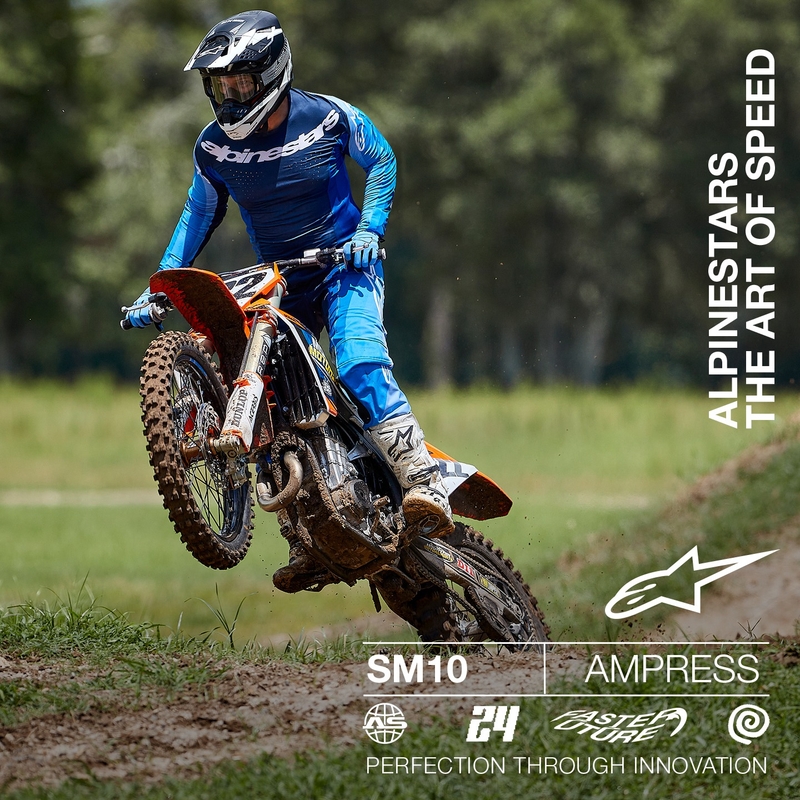 Motocross-Helm Alpinestars Supertech S-M10 Ampress mattschwarz-weiß