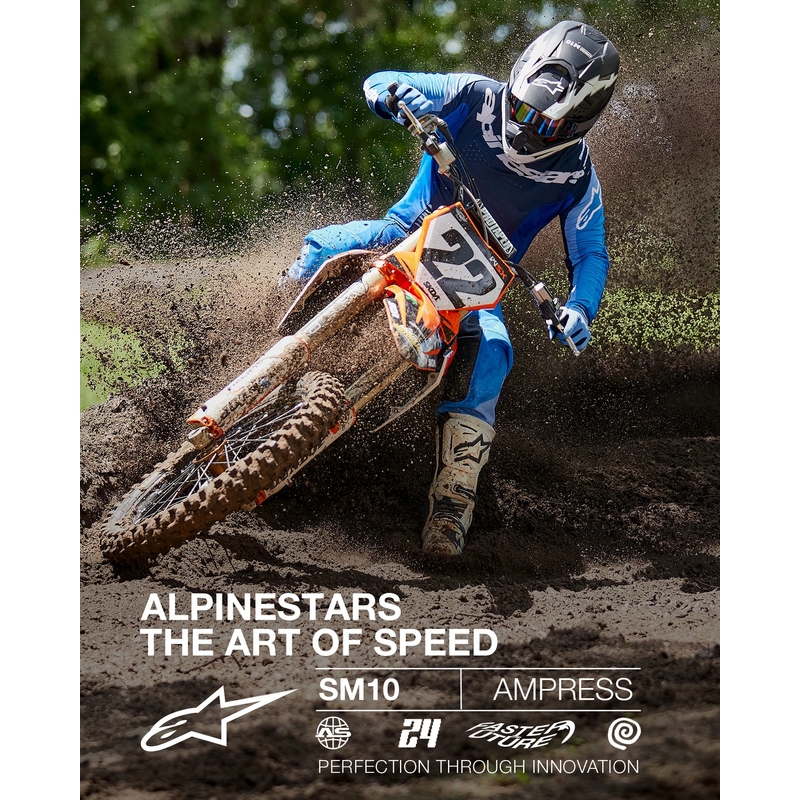 Motocross-Helm Alpinestars Supertech S-M10 Ampress mattschwarz-weiß