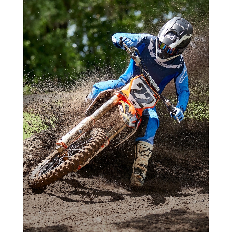 Motocross-Helm Alpinestars Supertech S-M10 Ampress mattschwarz-weiß