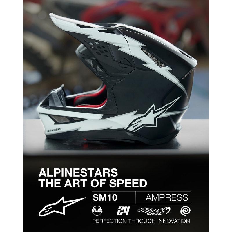 Motocross-Helm Alpinestars Supertech S-M10 Ampress mattschwarz-weiß