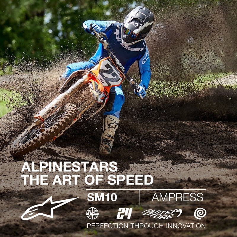 Motocross-Helm Alpinestars Supertech S-M10 Ampress mattschwarz-weiß