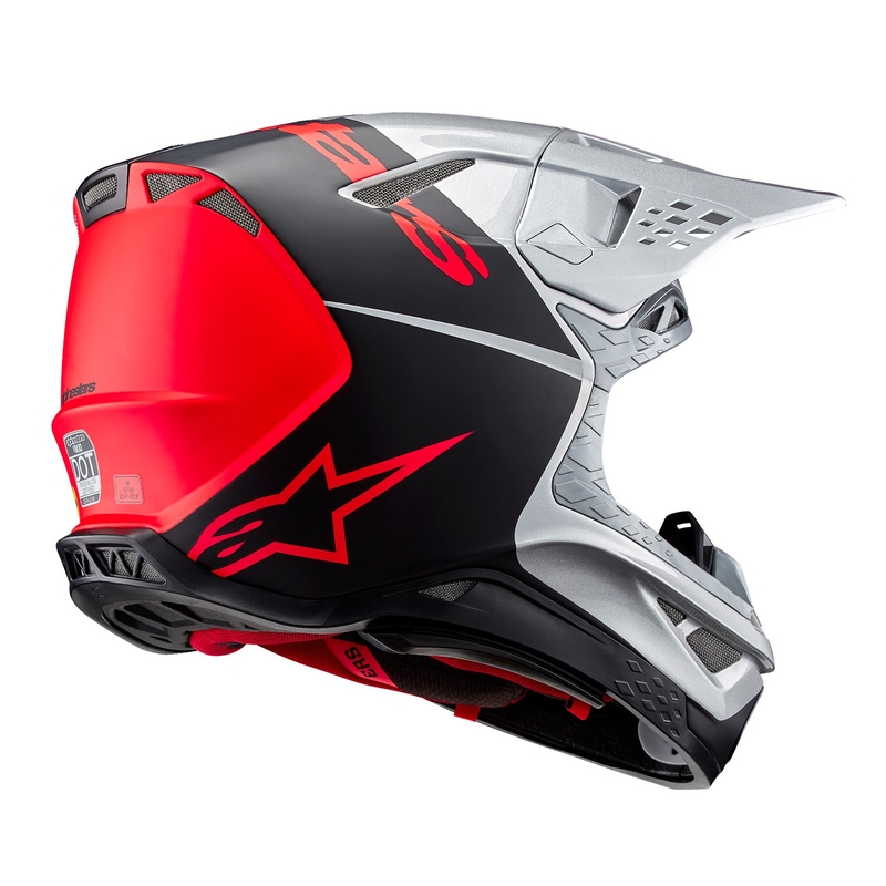 Motocross-Helm Alpinestars Supertech S-M10 Flood matt silber-schwarz-orange fluo
