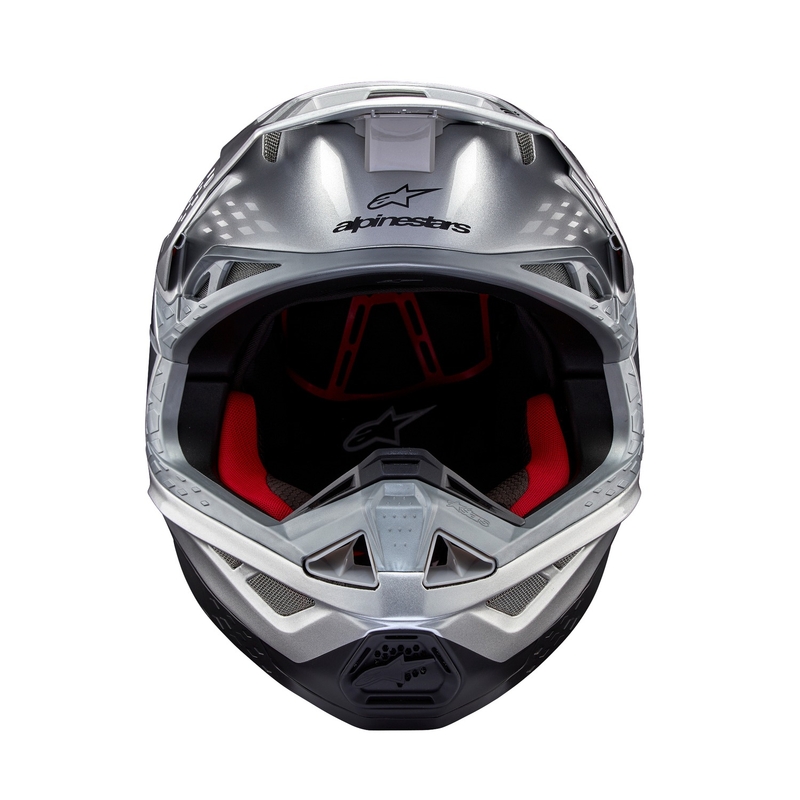 Motocross-Helm Alpinestars Supertech S-M10 Flood matt silber-schwarz-orange fluo