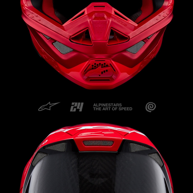 Motocross-Helm Alpinestars Supertech S-M10 Flood matt fluo rot-rot