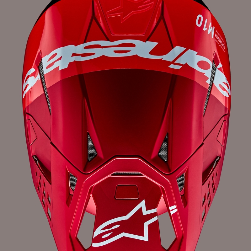 Motocross-Helm Alpinestars Supertech S-M10 Flood matt fluo rot-rot