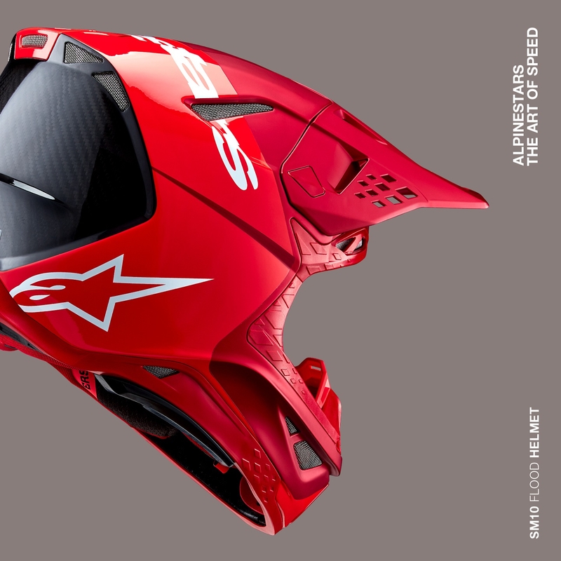 Motocross-Helm Alpinestars Supertech S-M10 Flood matt fluo rot-rot