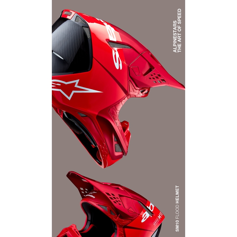 Motocross-Helm Alpinestars Supertech S-M10 Flood matt fluo rot-rot