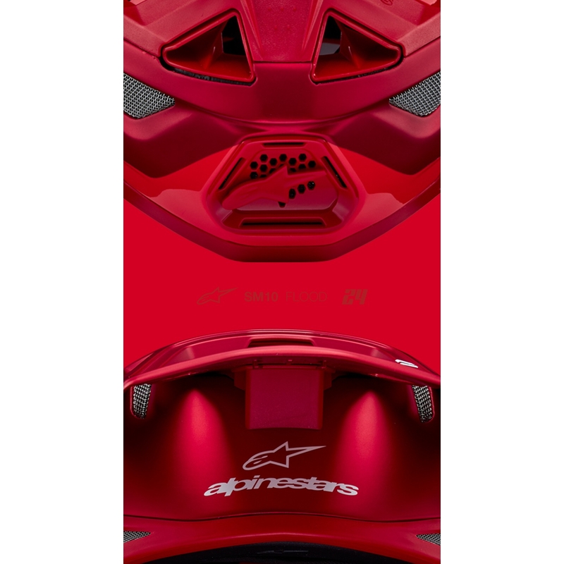 Motocross-Helm Alpinestars Supertech S-M10 Flood matt fluo rot-rot
