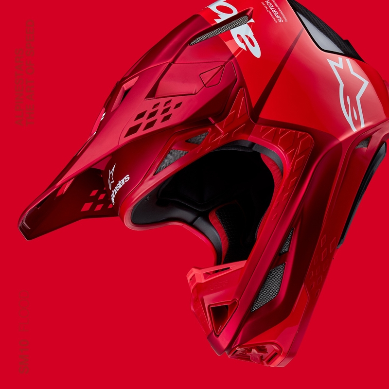 Motocross-Helm Alpinestars Supertech S-M10 Flood matt fluo rot-rot