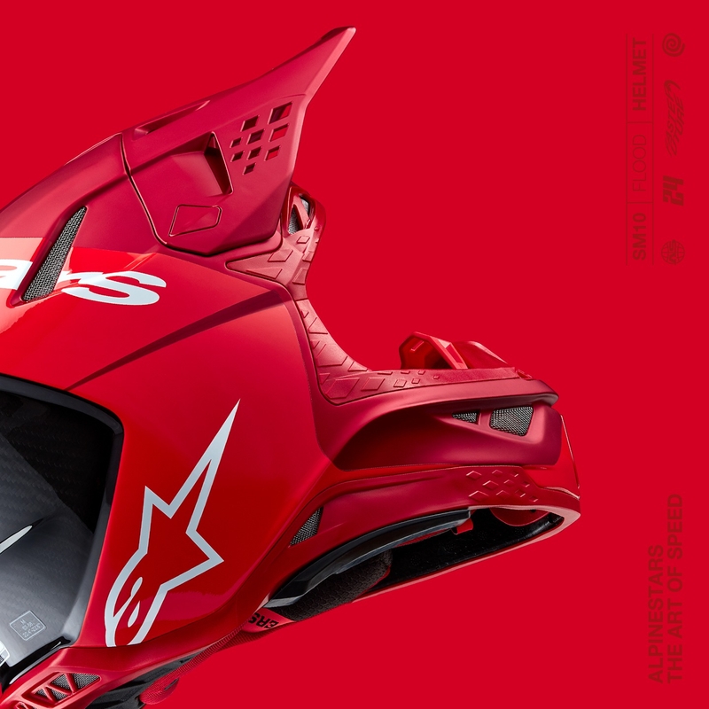 Motocross-Helm Alpinestars Supertech S-M10 Flood matt fluo rot-rot