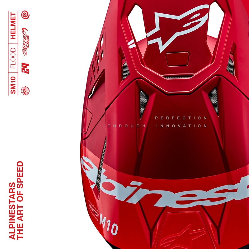 Motocross-Helm Alpinestars Supertech S-M10 Flood matt fluo rot-rot