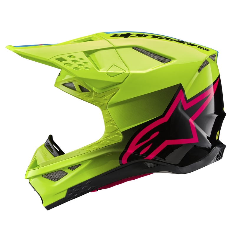 Motocross-Helm Alpinestars Supertech S-M10 Unite fluo gelb-schwarz-rosa