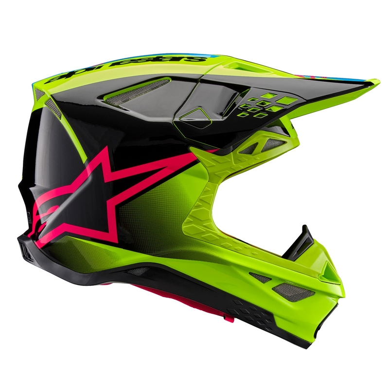 Motocross-Helm Alpinestars Supertech S-M10 Unite fluo gelb-schwarz-rosa