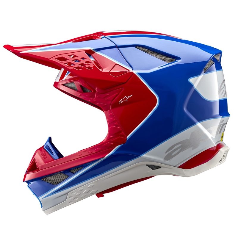 Motocross-Helm Alpinestars Supertech S-M10 Aeon fluo rot-blau