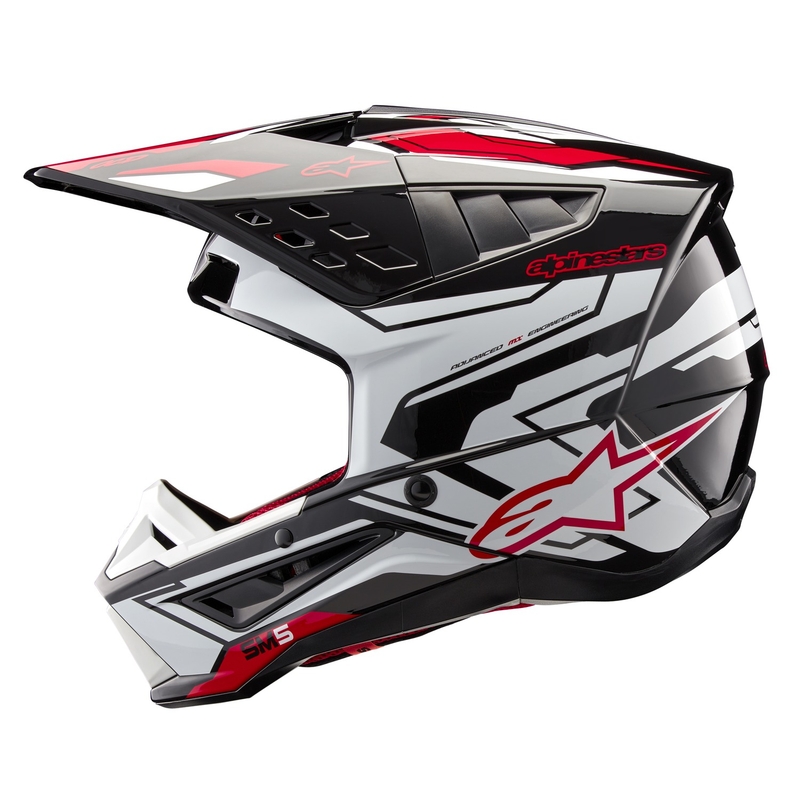 Alpinestars S-M5 Action 2 Motocross-Helm schwarz-weiß-fluo-rot