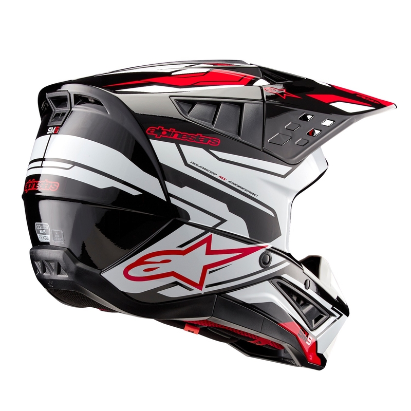 Alpinestars S-M5 Action 2 Motocross-Helm schwarz-weiß-fluo-rot