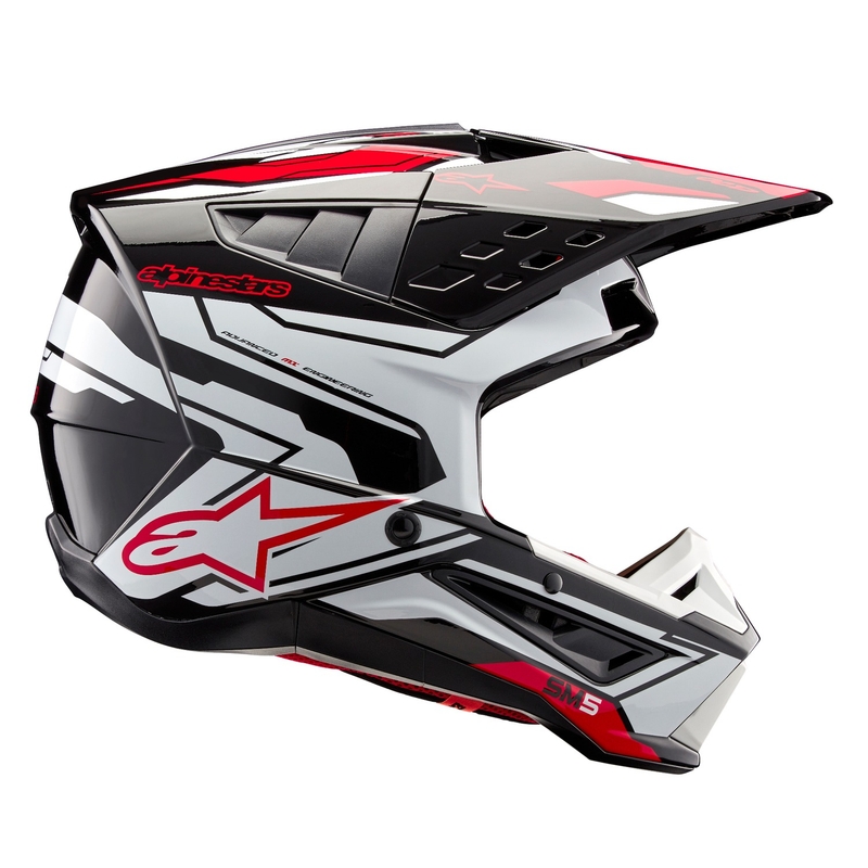 Alpinestars S-M5 Action 2 Motocross-Helm schwarz-weiß-fluo-rot
