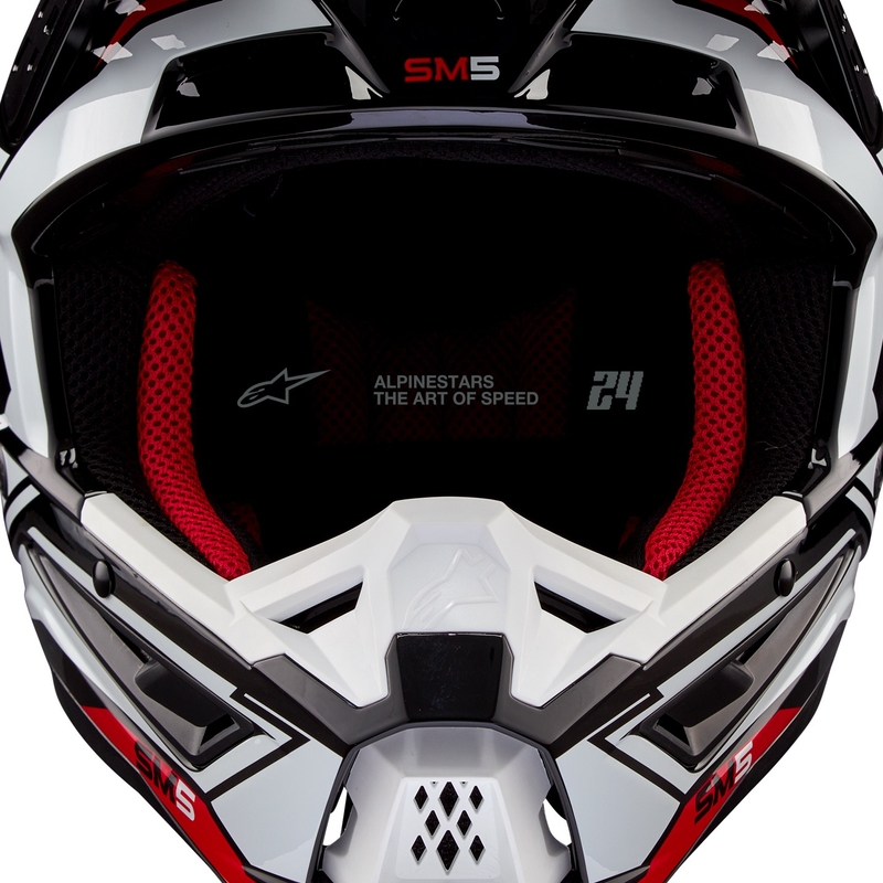 Alpinestars S-M5 Action 2 Motocross-Helm schwarz-weiß-fluo-rot