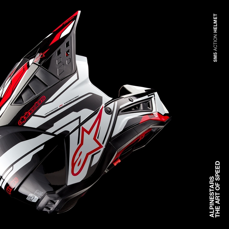 Alpinestars S-M5 Action 2 Motocross-Helm schwarz-weiß-fluo-rot