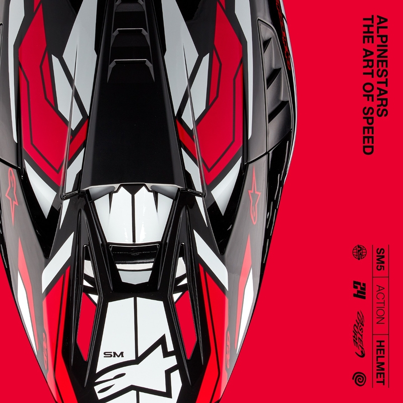 Alpinestars S-M5 Action 2 Motocross-Helm schwarz-weiß-fluo-rot