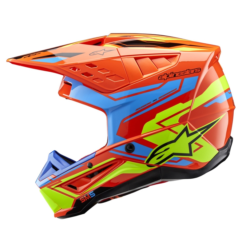 Motocross-Helm Alpinestars S-M5 Action 2 fluo orange-hellblau-fluo gelb