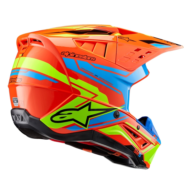 Motocross-Helm Alpinestars S-M5 Action 2 fluo orange-hellblau-fluo gelb