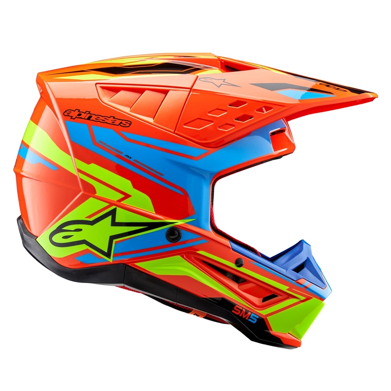 Motocross-Helm Alpinestars S-M5 Action 2 fluo orange-hellblau-fluo gelb
