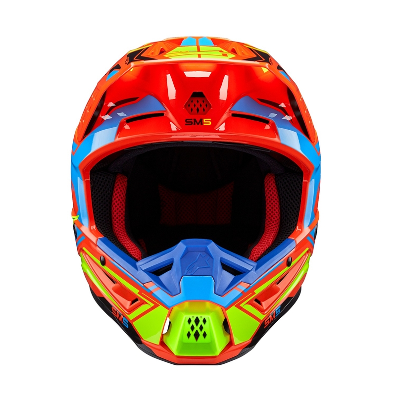 Motocross-Helm Alpinestars S-M5 Action 2 fluo orange-hellblau-fluo gelb