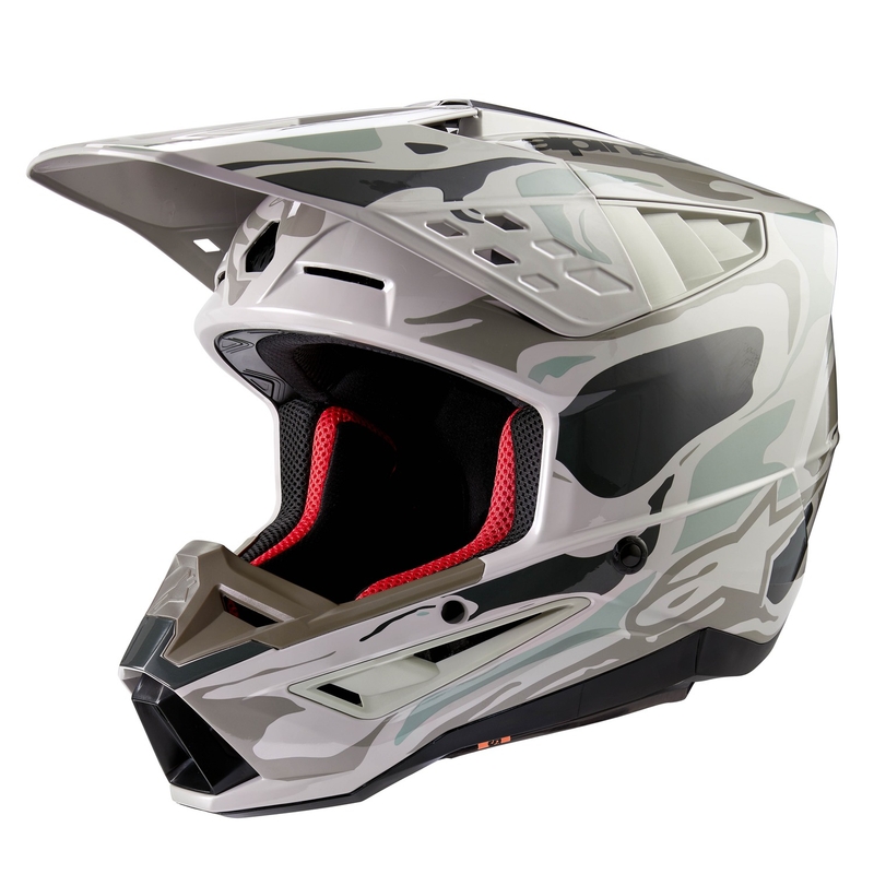 Motocross-Helm Alpinestars S-M5 Mineralgrau-Grün-Camouflage