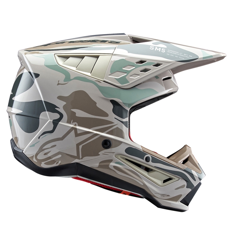 Motocross-Helm Alpinestars S-M5 Mineralgrau-Grün-Camouflage