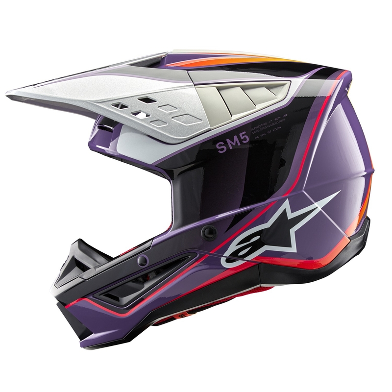 Alpinestars S-M5 Sail Motocross-Helm lila-schwarz-silber
