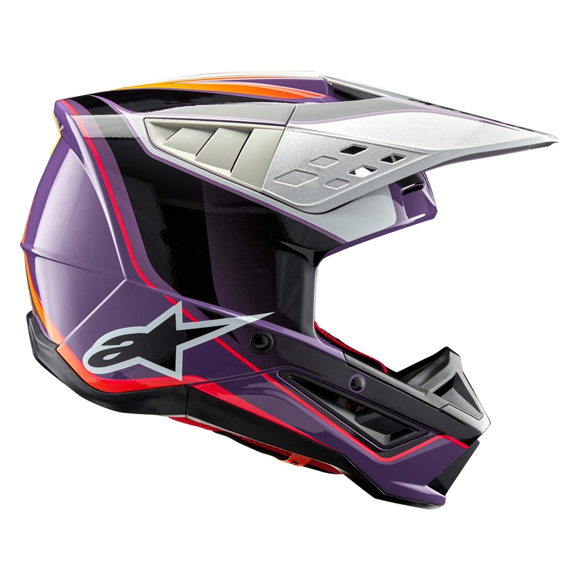 Alpinestars S-M5 Sail Motocross-Helm lila-schwarz-silber