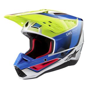 Motocross-Helm Alpinestars S-M5 Sail fluo gelb-blau-silber