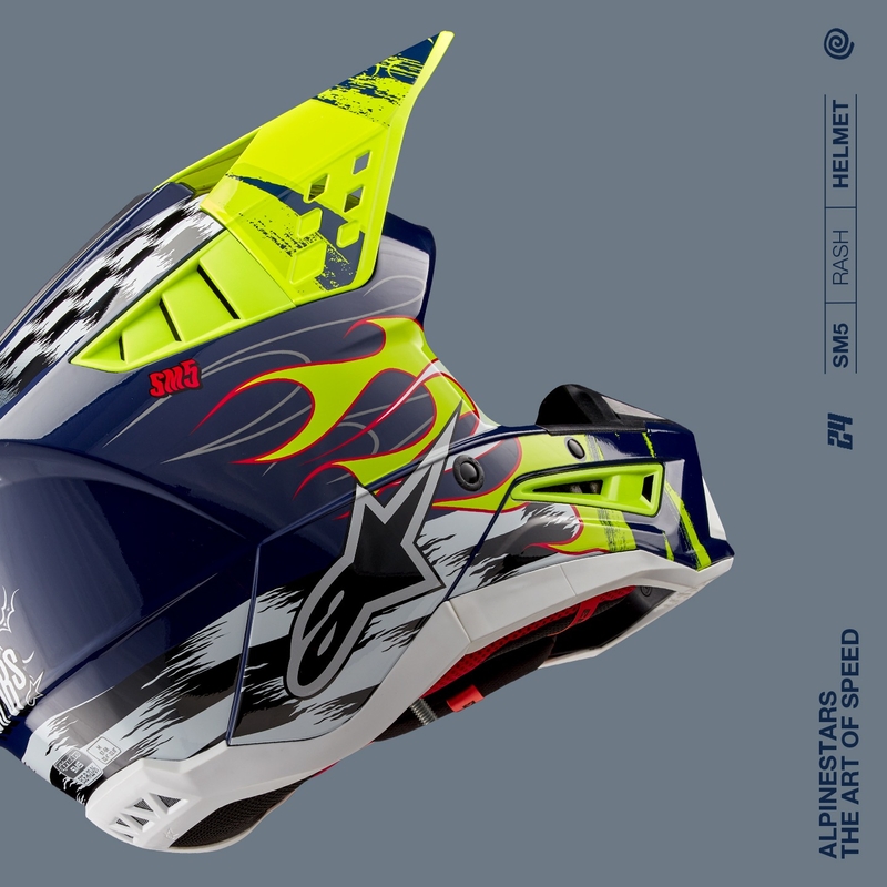 Motocross-Helm Alpinestars S-M5 Rash blau-fluo gelb