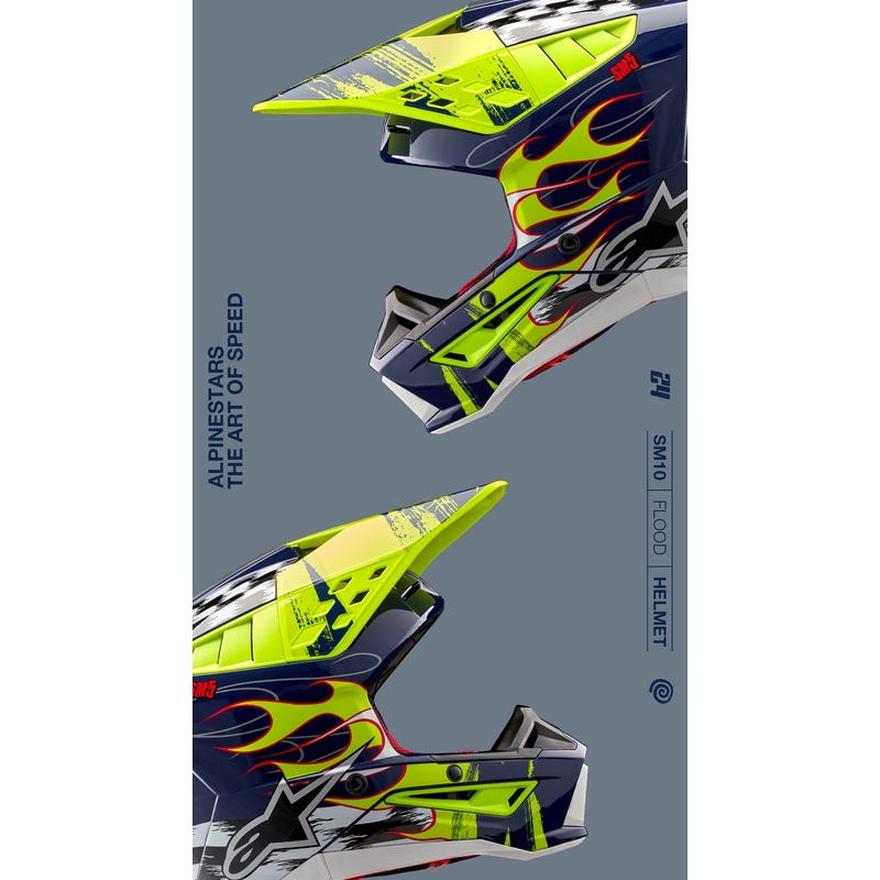 Motocross-Helm Alpinestars S-M5 Rash blau-fluo gelb