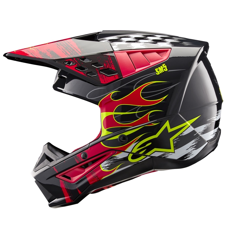 Motocross-Helm Alpinestars S-M5 Rash grau-fluo rot