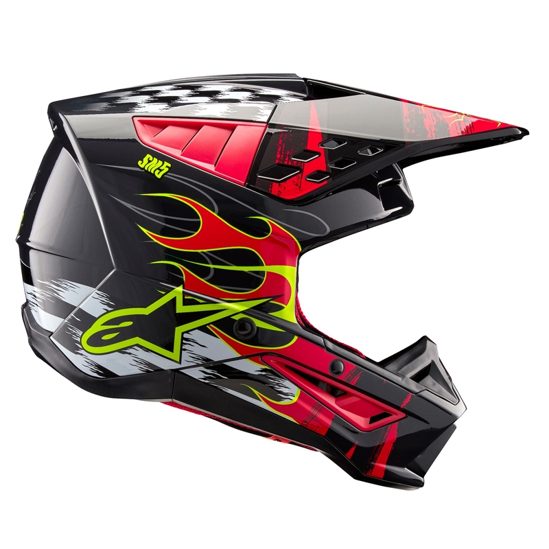 Motocross-Helm Alpinestars S-M5 Rash grau-fluo rot