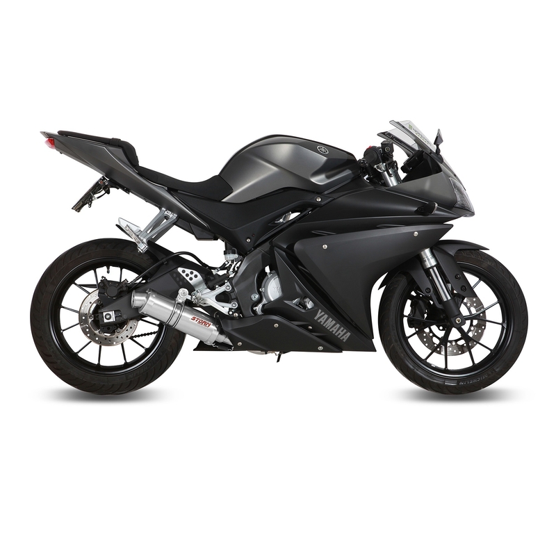Auspuff komplett 1x1 STORM GP Edelstahl für YAMAHA YZF-R 125 2014-2018, YAMAHA MT 125 2015-2019